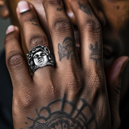 Mythology Medusa Snake Stainless Steel Ring for