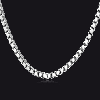 2mm Width Box Chain Link Necklace for