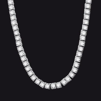 4mm Princess Cut Tennis Chain Necklace Cz Stones for