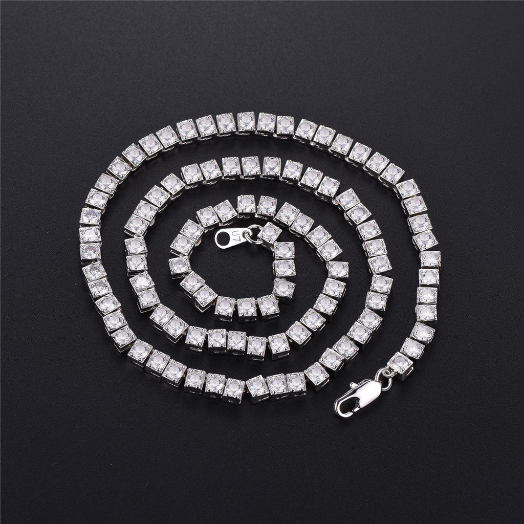 4mm Princess Cut Tennis Chain Necklace Cz Stones for