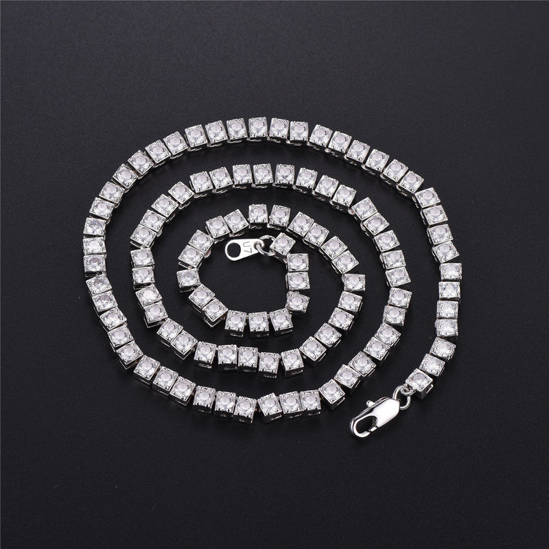4mm Princess Cut Tennis Chain Necklace Cz Stones for