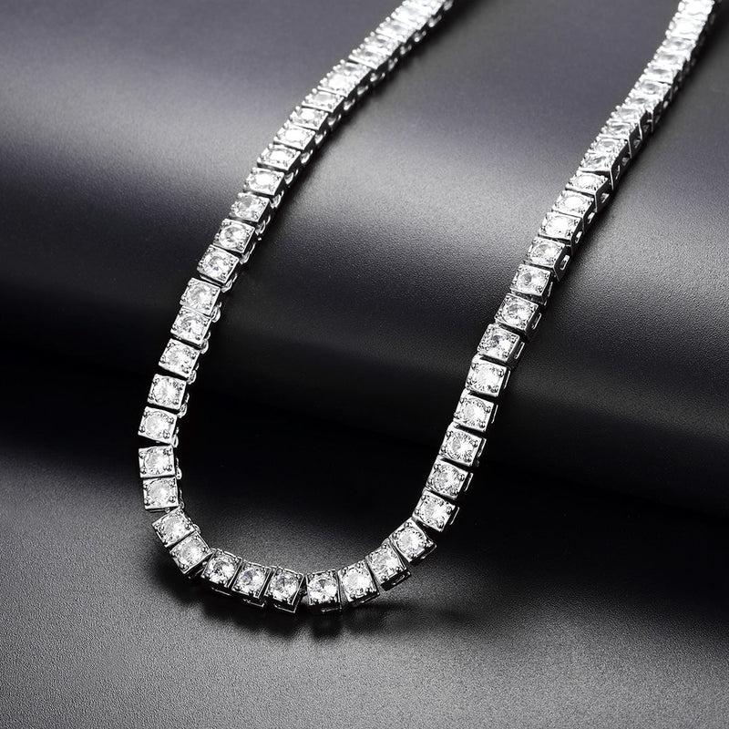 4mm Princess Cut Tennis Chain Necklace Cz Stones for
