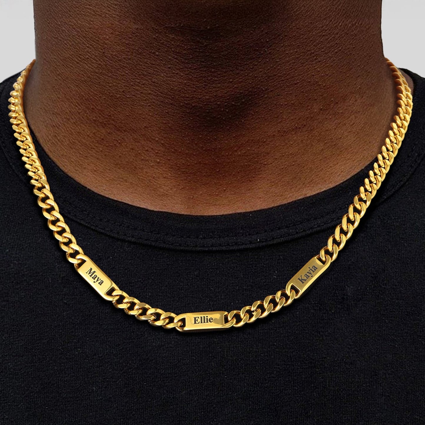 Customized Engraved Cuban Chain Name Link Necklace for