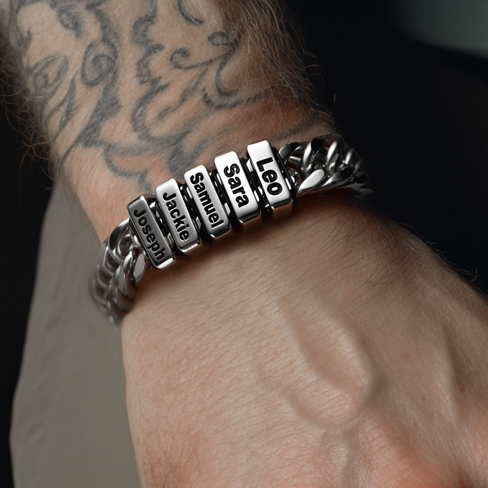 Personalized Cuban Link Bracelet Engraved Name Bracelet for