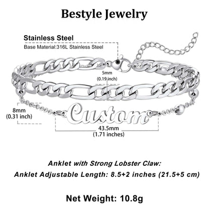 Personalised Name Figaro Chain Layered Anklet for