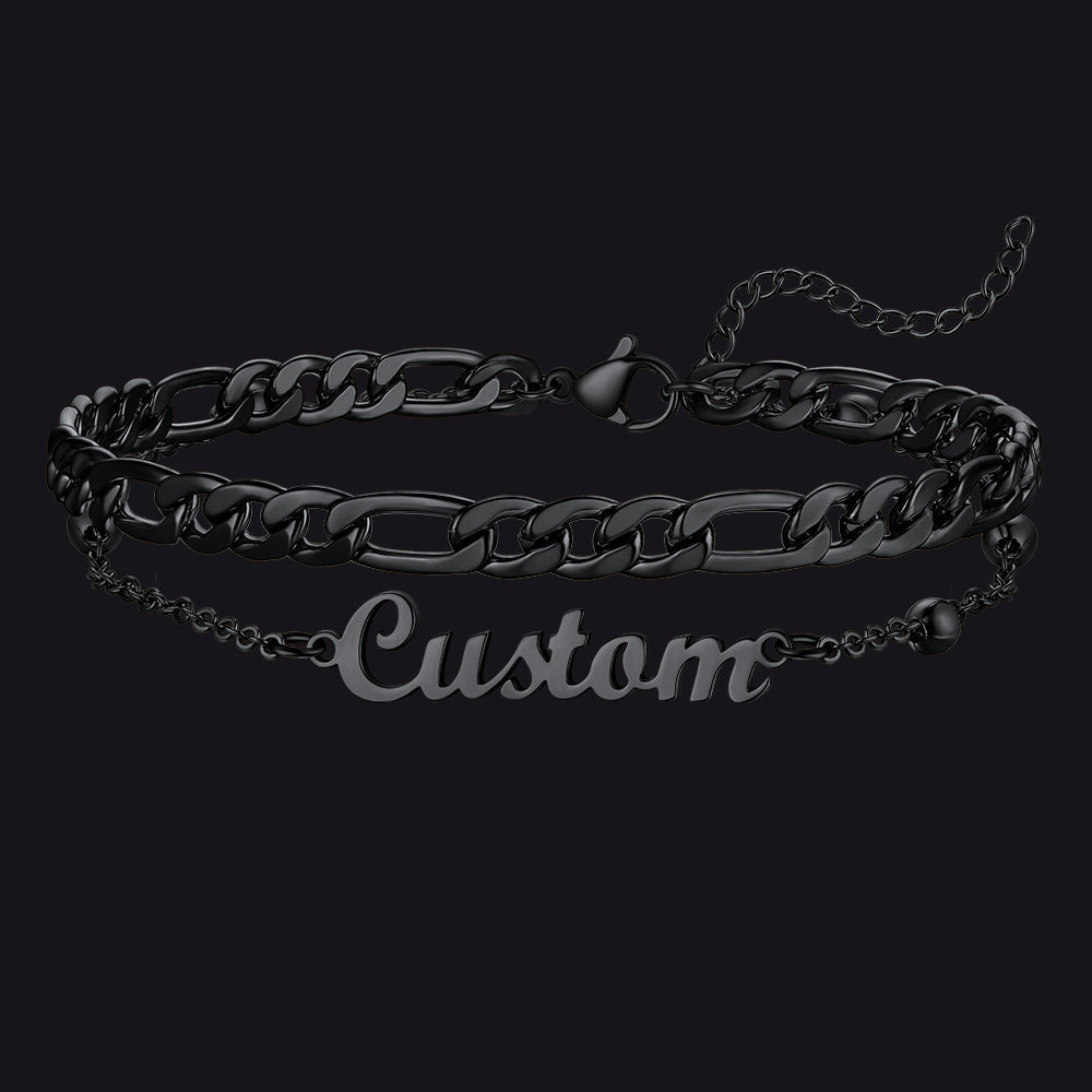 Personalised Name Figaro Chain Layered Anklet for