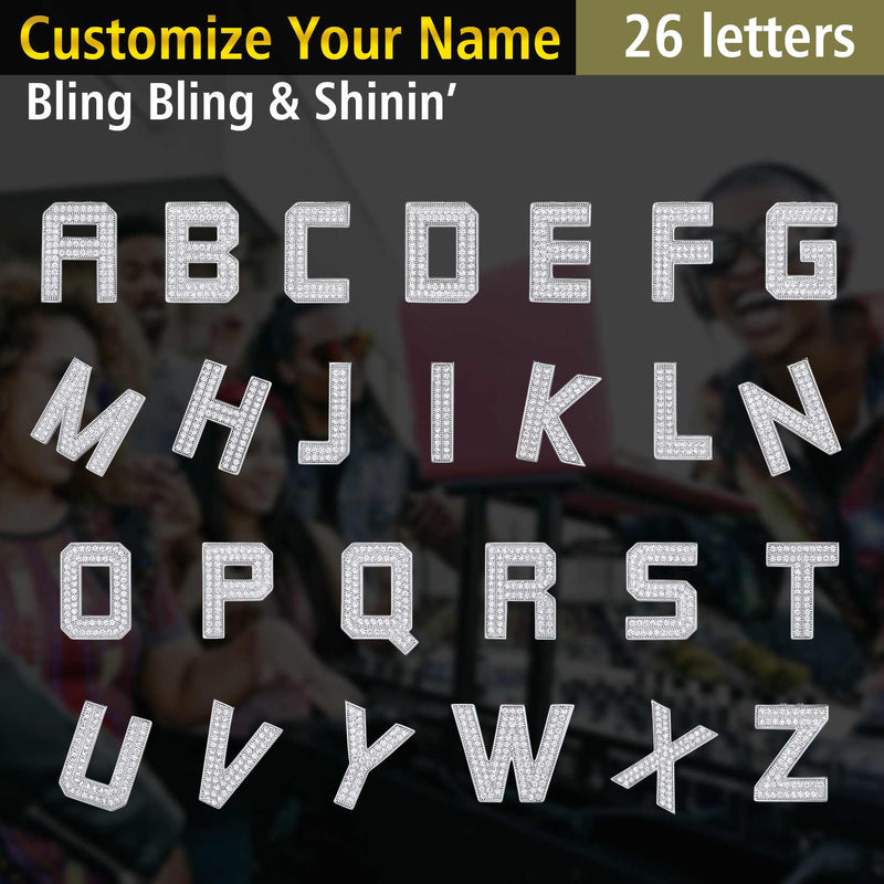 Custom Name Letter Pendant Necklace With Cz Stones for