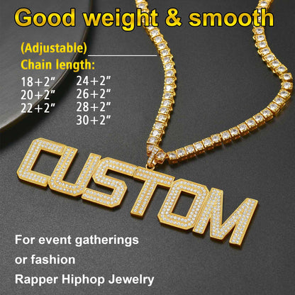 Custom Name Letter Pendant Necklace With Cz Stones for
