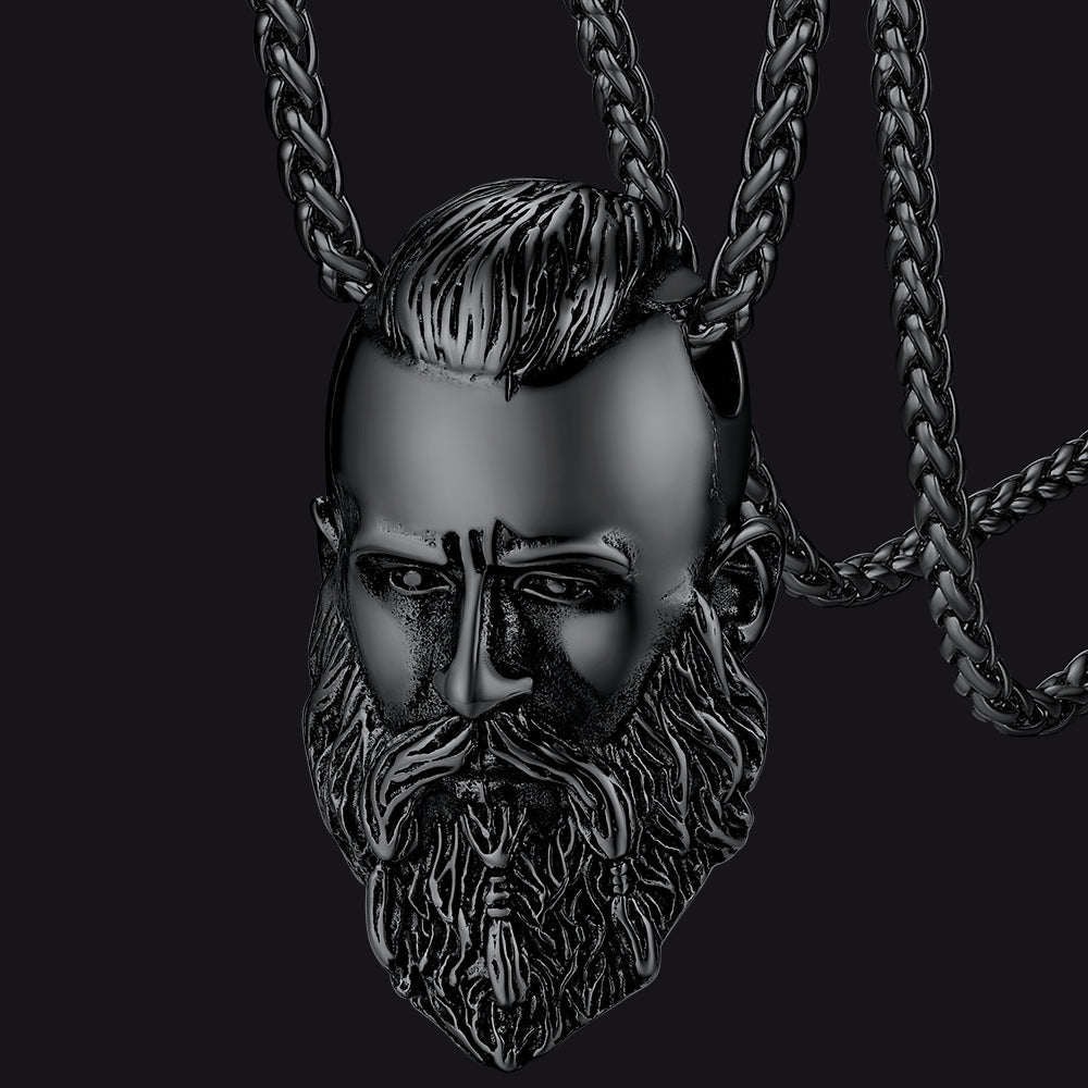 Flash Nordic Viking Head Necklace Amulet Jewelry for