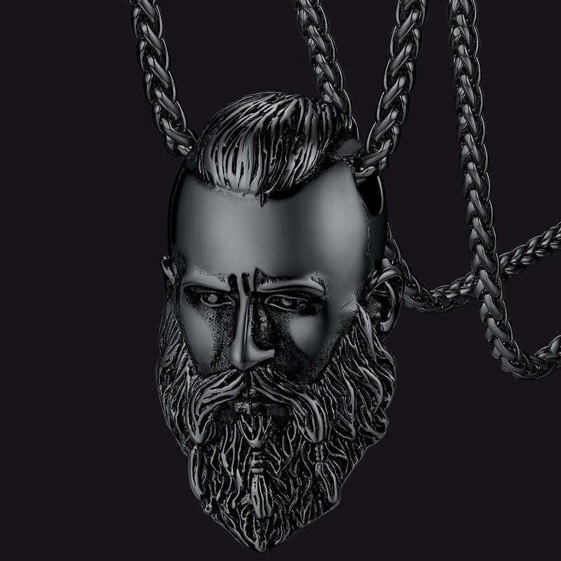 Flash Nordic Viking Head Necklace Amulet Jewelry for