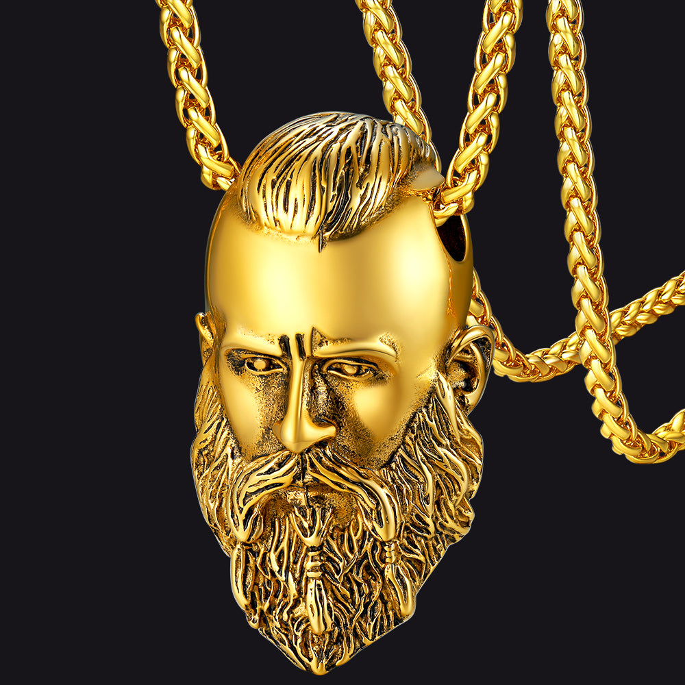 Flash Nordic Viking Head Necklace Amulet Jewelry for