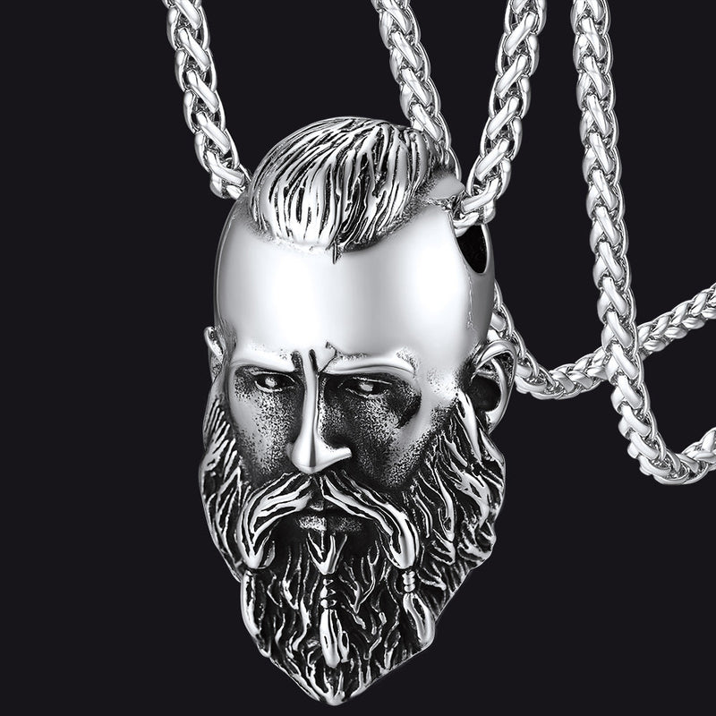 Flash Nordic Viking Head Necklace Amulet Jewelry for