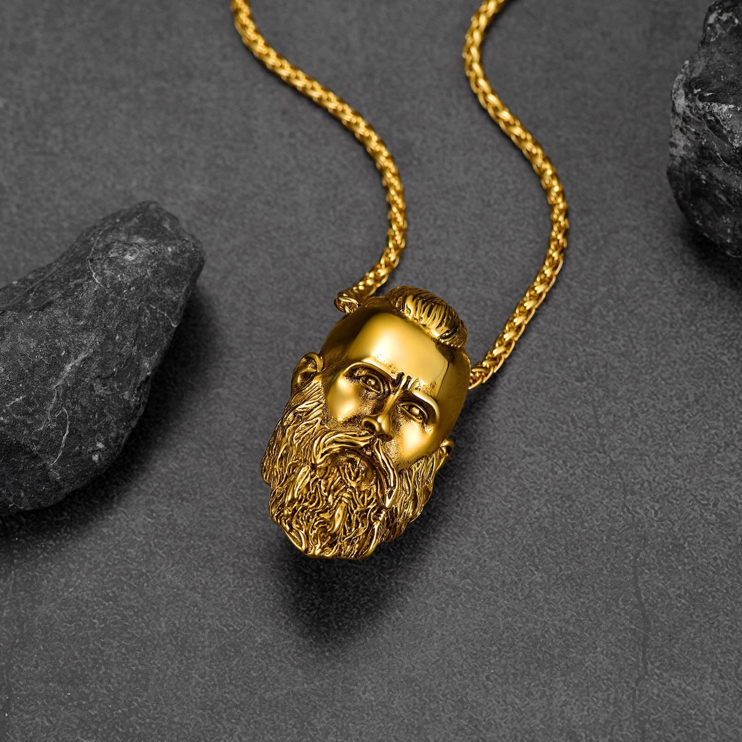Flash Nordic Viking Head Necklace Amulet Jewelry for