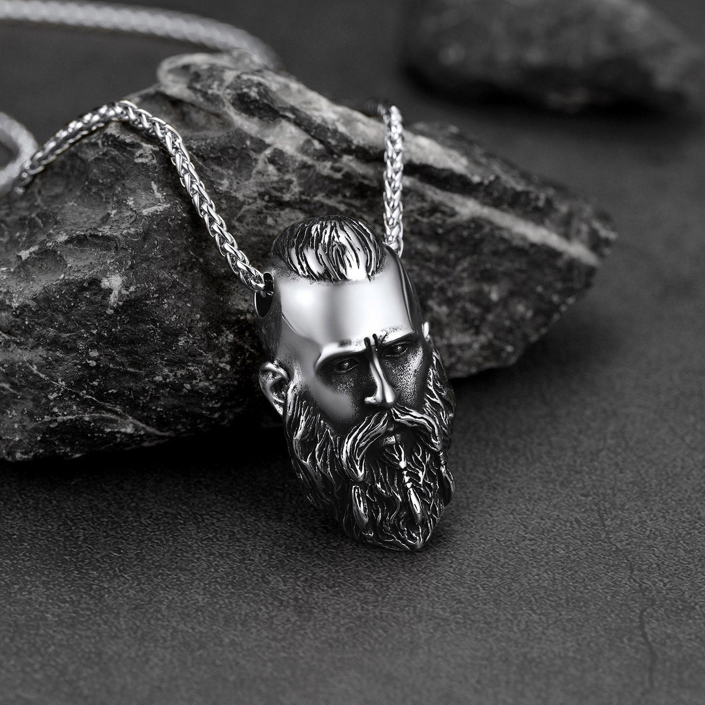 Flash Nordic Viking Head Necklace Amulet Jewelry for