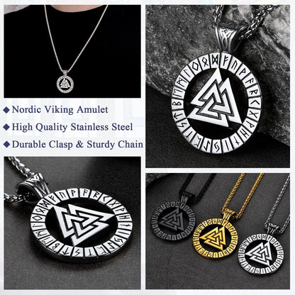 Nordic Viking Runes Celtic Pendant Necklaces for