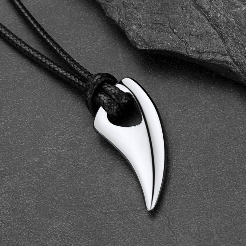 Norse Viking Wolf Tooth Spear Wax Leather Necklace for , Size 20