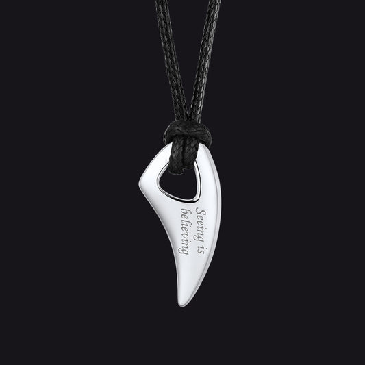 Norse Viking Wolf Tooth Spear Wax Leather Necklace for , Size 20"-26"