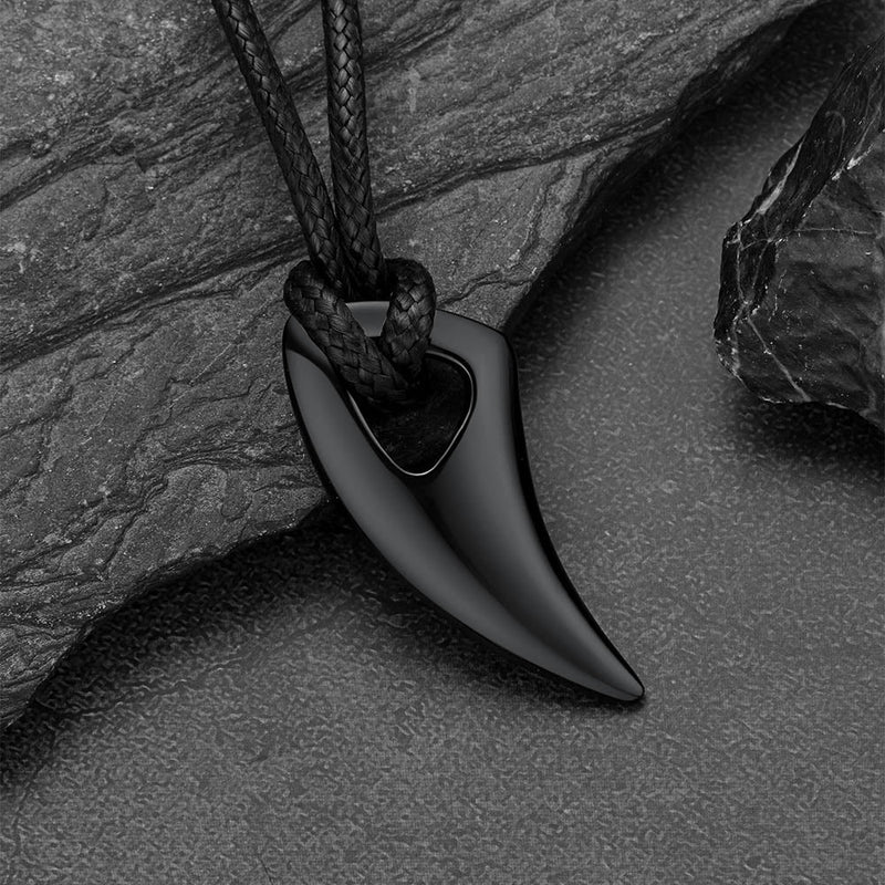 Norse Viking Wolf Tooth Spear Wax Leather Necklace for , Size 20