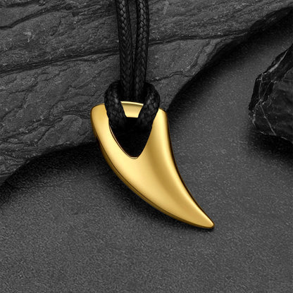 Norse Viking Wolf Tooth Spear Wax Leather Necklace for , Size 20"-26"