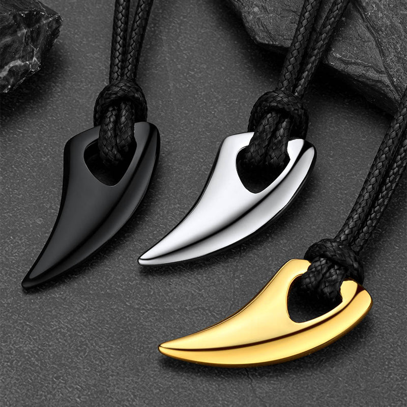 Norse Viking Wolf Tooth Spear Wax Leather Necklace for , Size 20