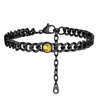 Personalized Birthstone Cuban Link Anklet for