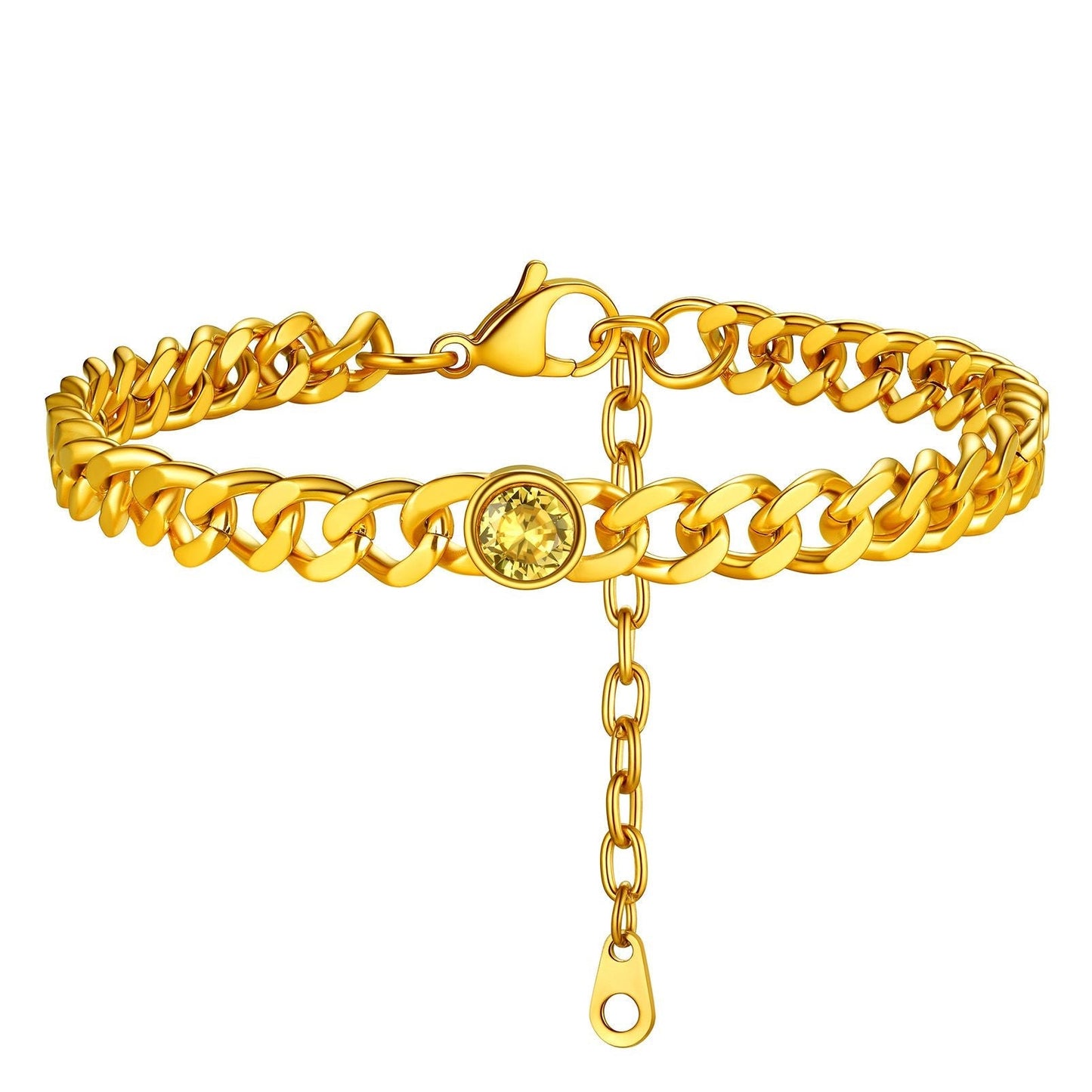 Personalized Birthstone Cuban Link Anklet for