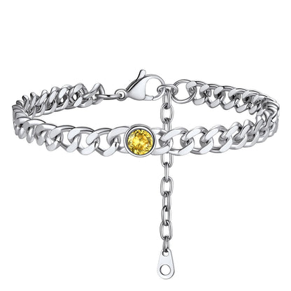 Personalized Birthstone Cuban Link Anklet for