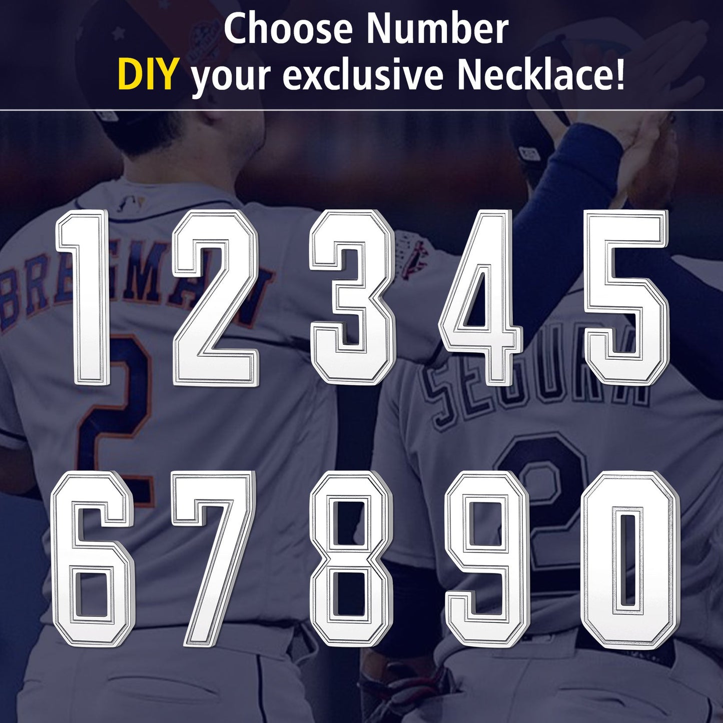 Personalized Sports Jersey Number Chain Necklace for Sport Fans