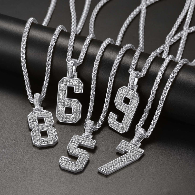 Custom Diamond Baseball Jersey Number Necklace for