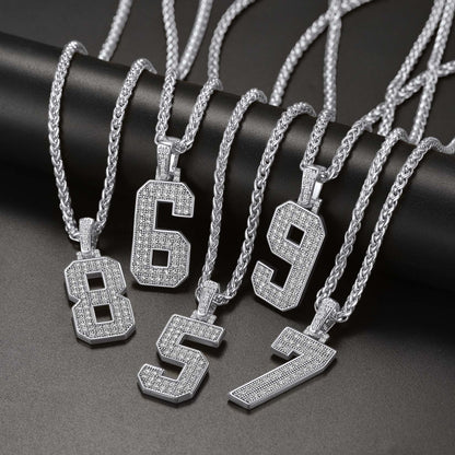 Baseball Diamond Jersey Number Chain Necklace for