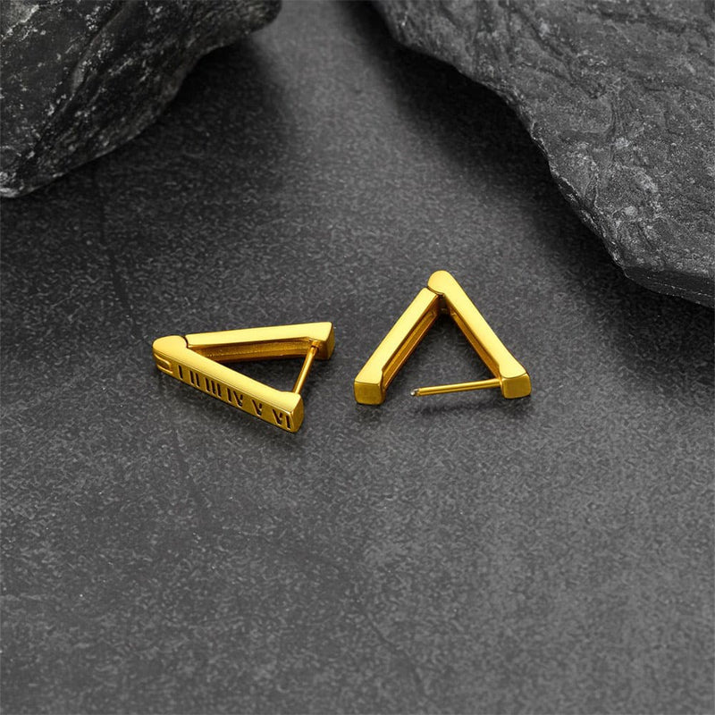 Roman Numerals Triangle Huggie Hoop Earrings for