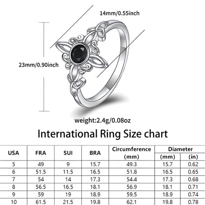 Obsidian Witches Knot Dual Triquetra Ring