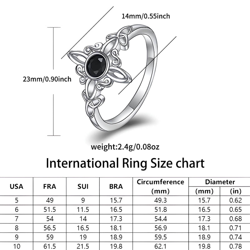 Obsidian Witches Knot Dual Triquetra Ring