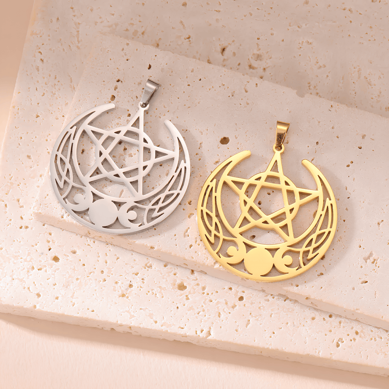 Mystic Moon Triple Goddess Pentagram Necklace