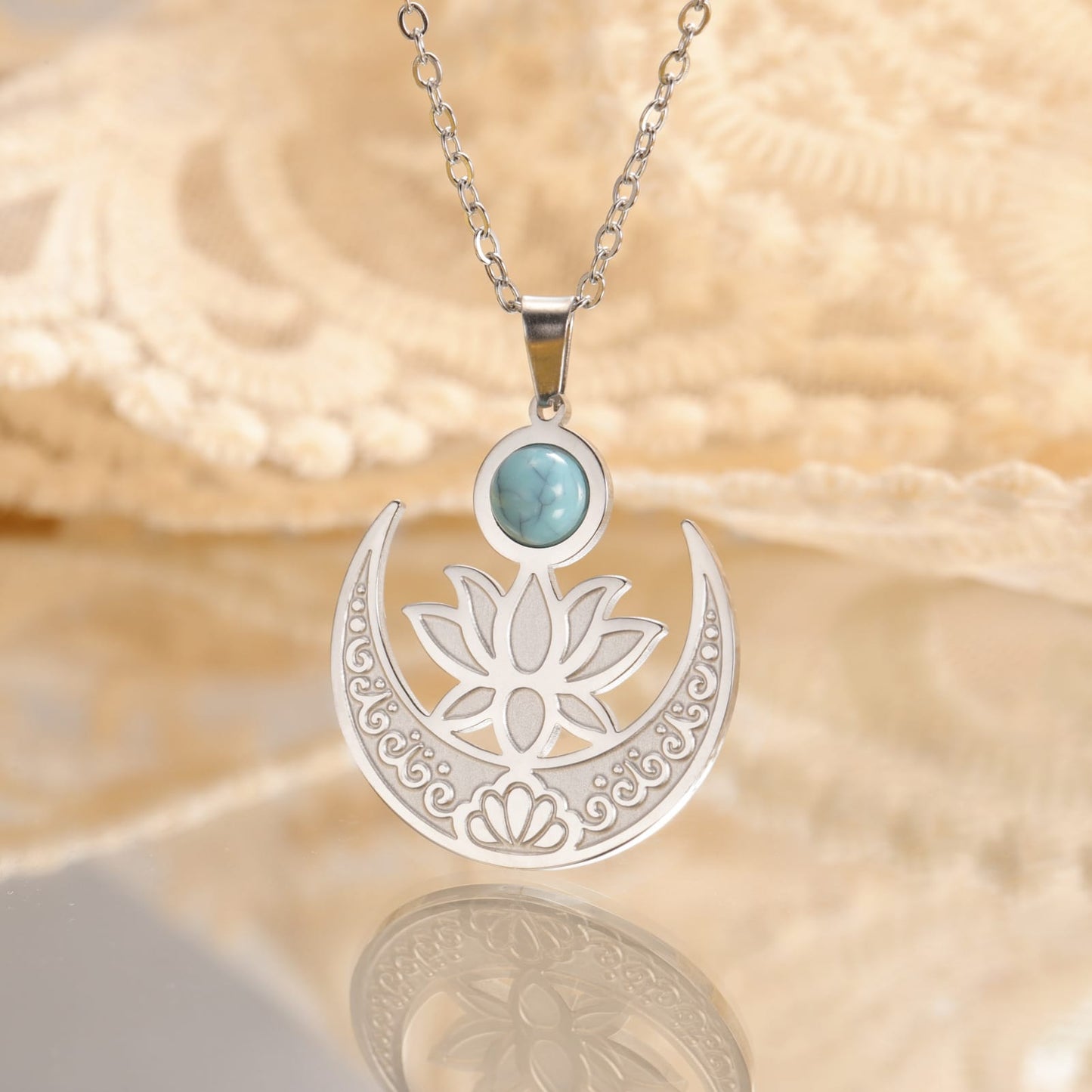 Enchanted Moon Lotus Blossom Necklace