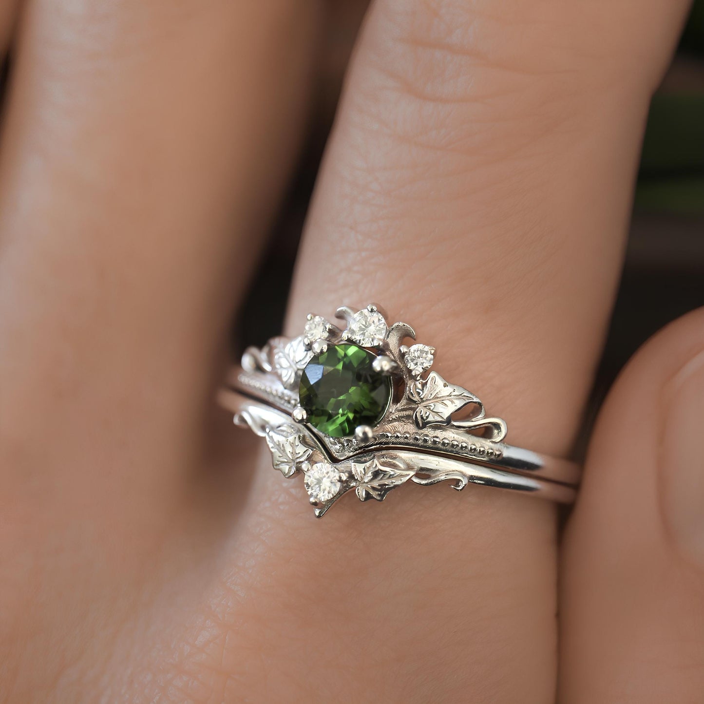 Emerald Goddess Moon Ring
