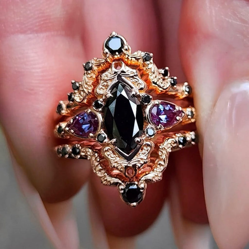Witch’s Ward Obsidian Amethyst Ring