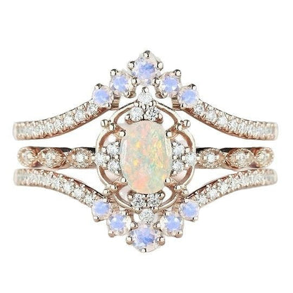 Mystic Harmony Opal Ring Set