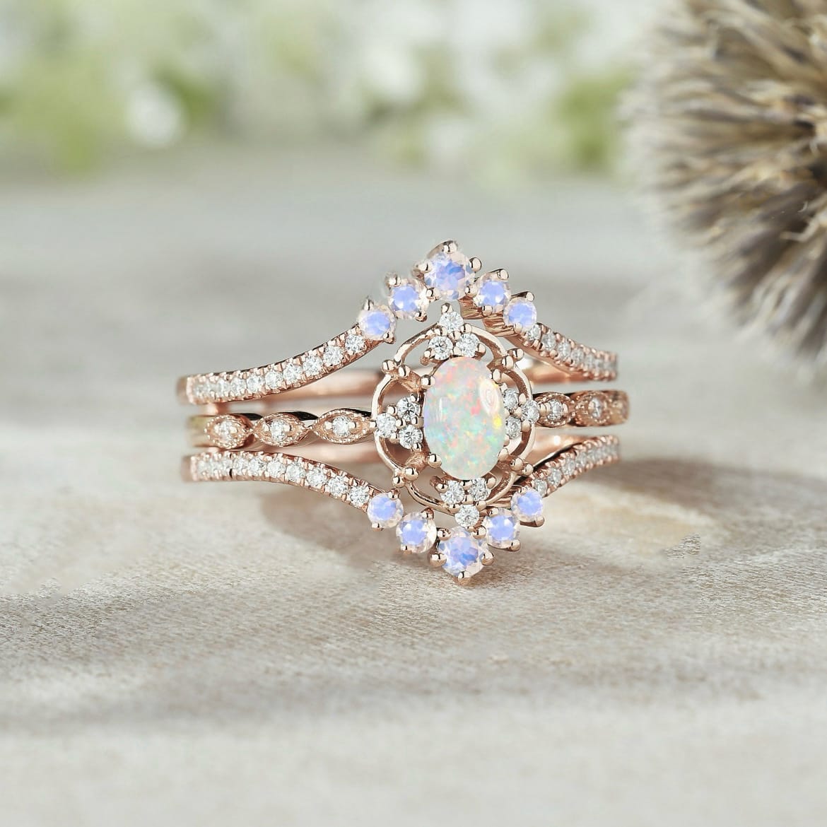 Mystic Harmony Opal Ring Set