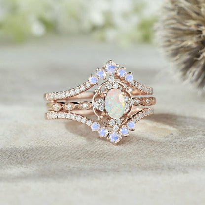 Mystic Harmony Opal Ring Set