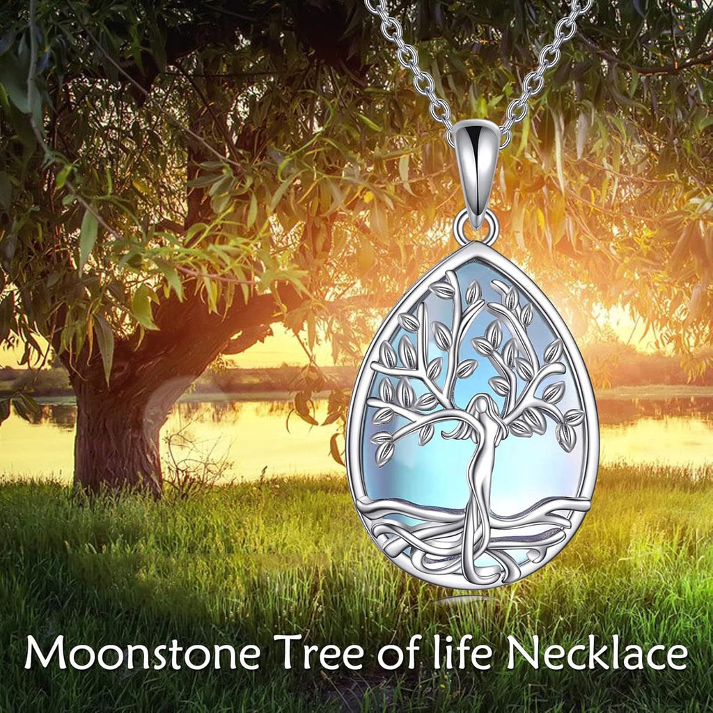 Tree of Life Moon Drop Necklace