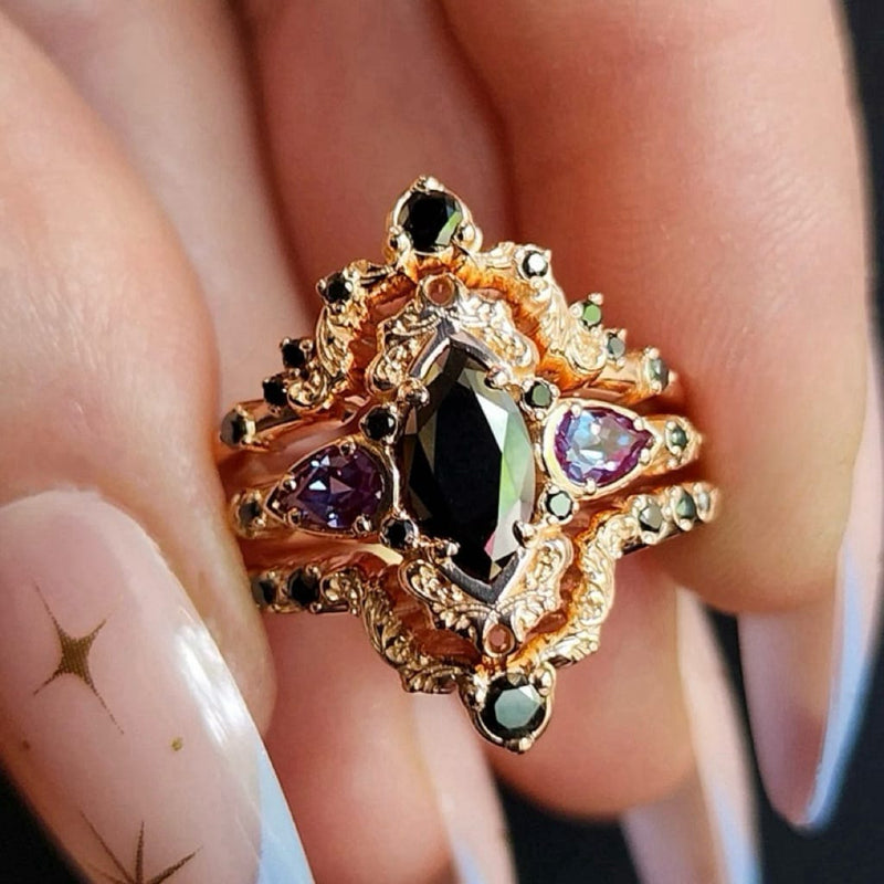 Witch’s Ward Obsidian Amethyst Ring