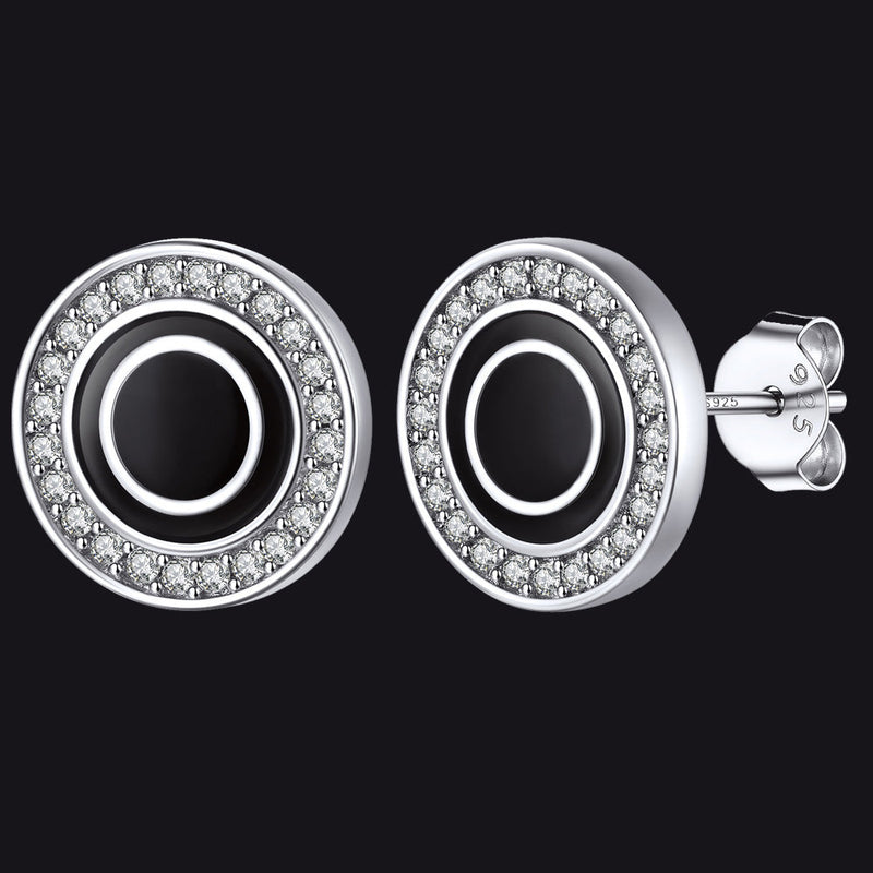 Personalized Black Initial Letter Stud Earrings for