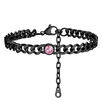 Personalized Birthstone Cuban Link Anklet for