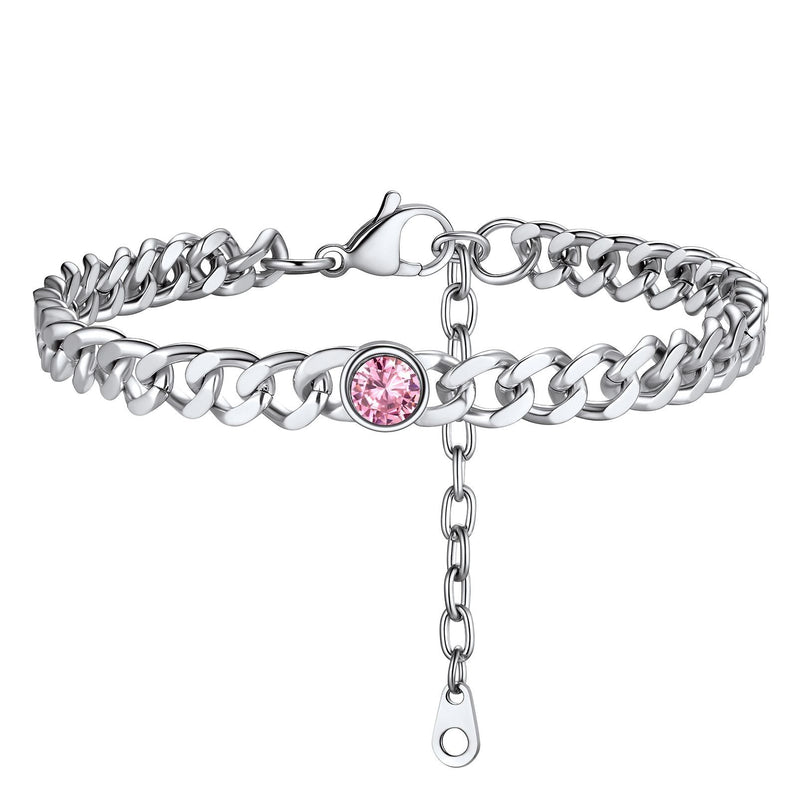 Personalized Birthstone Cuban Link Anklet for