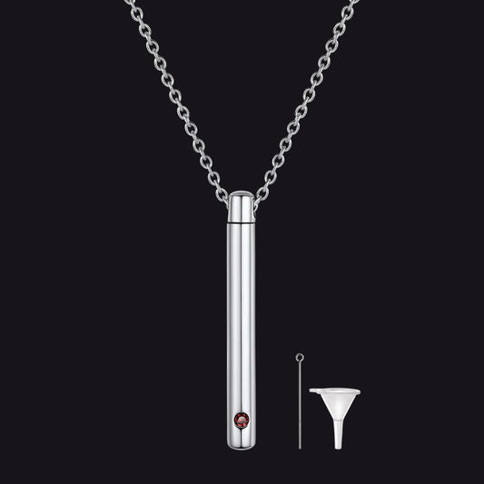 Personalized Bar Urn Necklace for Ashes With Birthstone Keepsake Memorial Jewelry