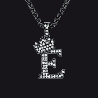 Sparkly Bling Crown Diamond Initial Letther Necklace for