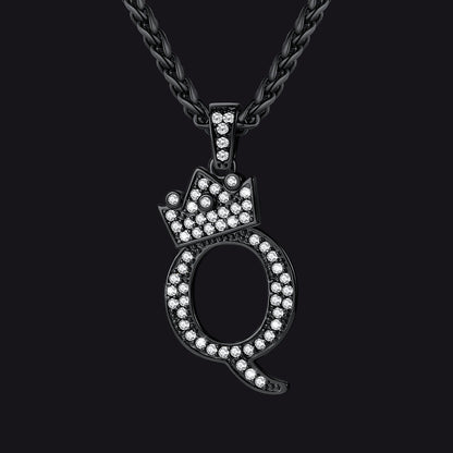 Sparkly Bling Crown Diamond Initial Letther Necklace for