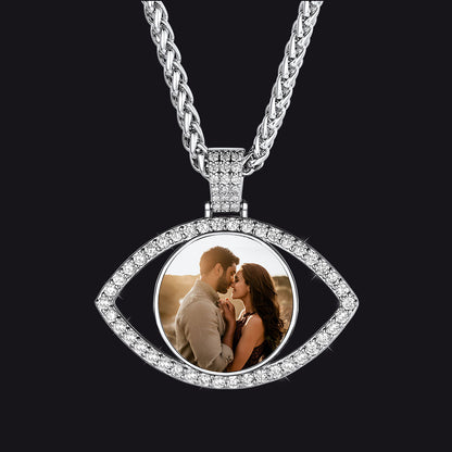 Personalized Cz Evil Eye Memorial Necklace With Picture for