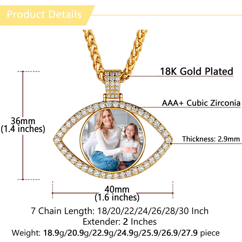 Personalized Cz Evil Eye Memorial Necklace With Picture for